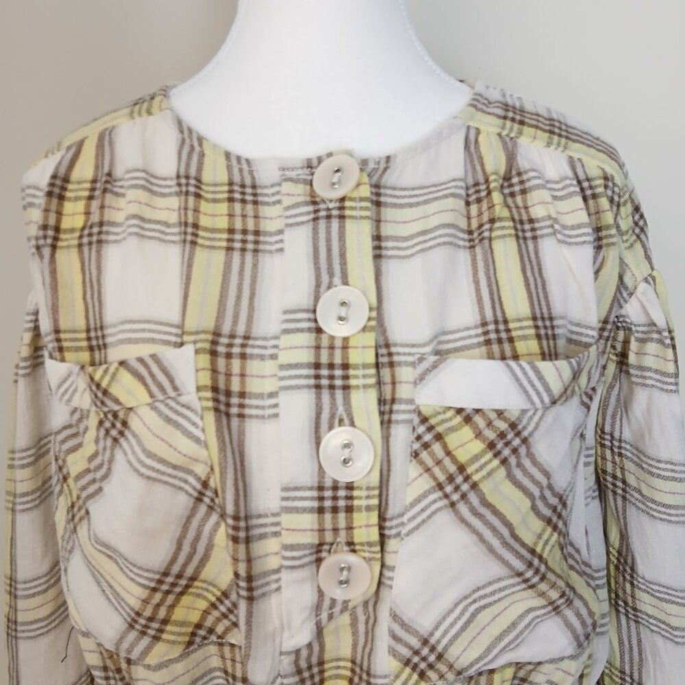 Free People It's The Good Life Plaid Cropped Top Size Small 👚Host Pick👚 - Picture 4 of 10